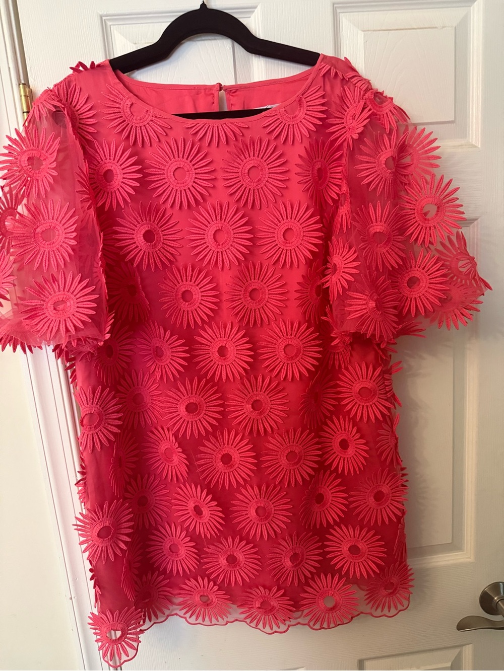 Trina Turk Hot Pink Floral Appliqué Mini Dress